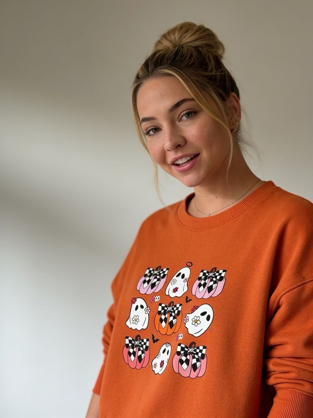 Halloween Ghost and Pumpkin Orange Top